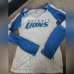 Detroit Lions Blue and White Long Sleeve Shirt size small